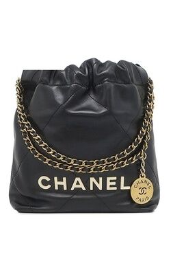 Chanel 2-Way Bag Chanel 22 Mini Handbag Leather Black Gold